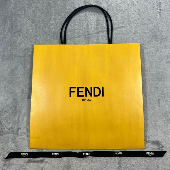 Fendi Other - Fendi Shopping Bag Large Yellow 15X16X5 Roma Logo‎ Ribbon Designer Packaging